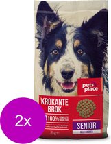 Pets Place Senior Krokante Brokken Gevogelte&Vlees - Hondenvoer - 2 x 3 kg