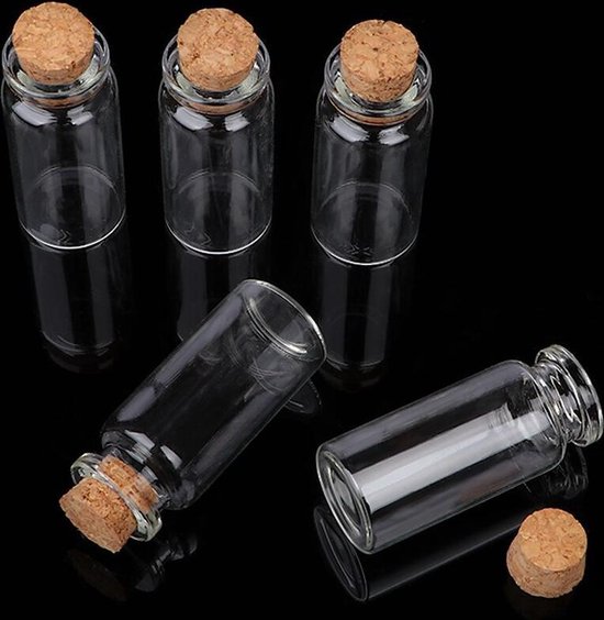 20x Mini Flesjes 10 ML Met Kurk - Kleine Lege Glas Transparante... | bol.com