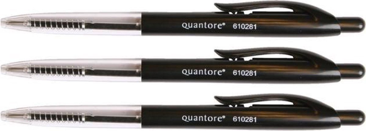 Balpen - Quantore - Zwart - Met drukknop - 1 stuk