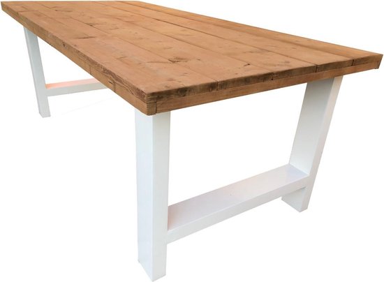 papier kwaliteit vallei Eettafel "Seattle" tafel H-poot wit 90 / 180 cm - eetkamertafel - eettafel  hout | bol.com