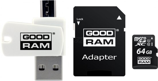 Goodram All in one SD-kaart 64 GB opslag - Met usb, micro usb en SD-adapter  | bol.com