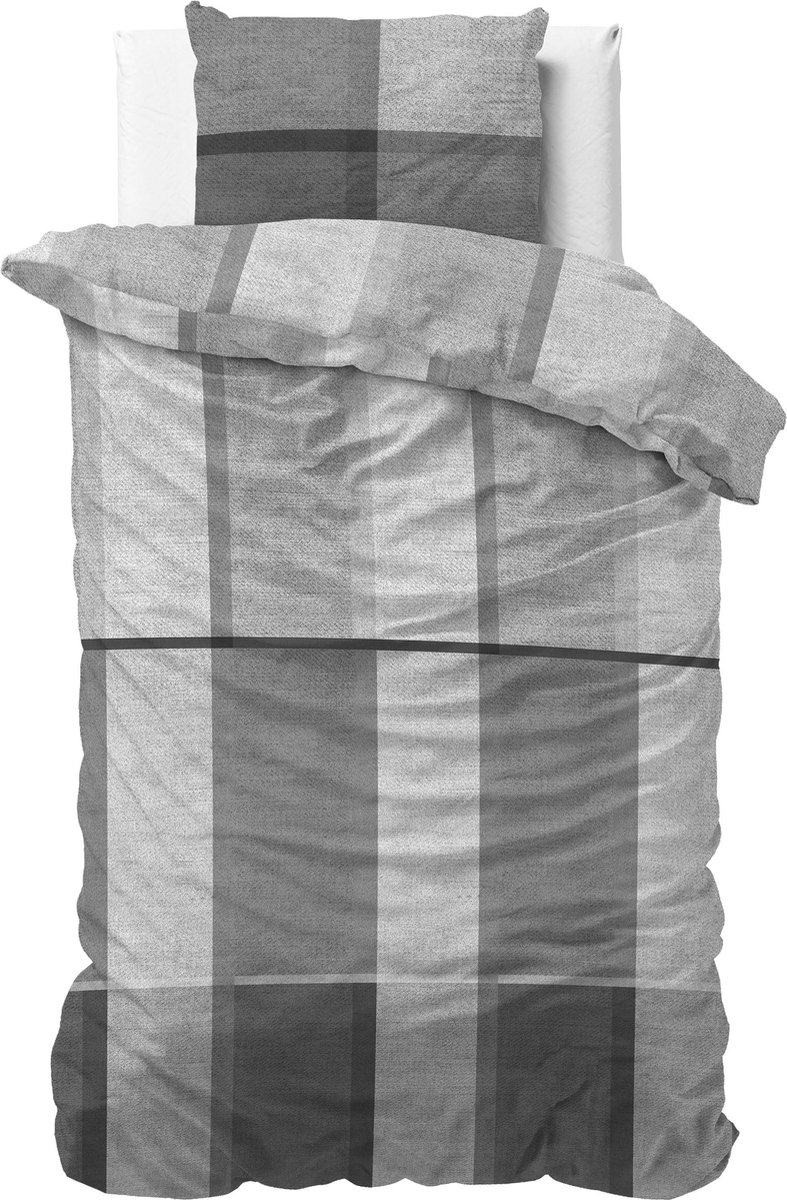 Dreamhouse Flanel Brock - Dekbedovertrek - Eenpersoons - 140x200/220 + 1 kussensloop 60x70 - Grijs