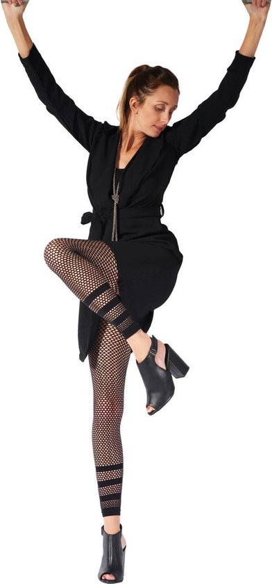 Pretty Polly Legging - Fashion - Stripe - Net - Footless - One Size - 34/42 - Zwart