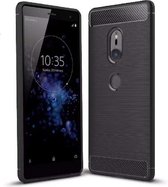 DrPhone BCR1 Geborsteld TPU case - Ultimate Drop Proof Siliconen Case - Carbon fiber Look - Geschikt voor Xperia XZ2 (Premium)