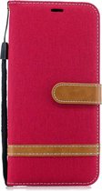 Denim Book Case Samsung Galaxy J4 Plus Hoesje - Rood