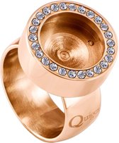 Quiges - RVS Dames Mini Munt Ring Rosegoudkleurig met Zirkonia - SLSR00519 - Maat 19