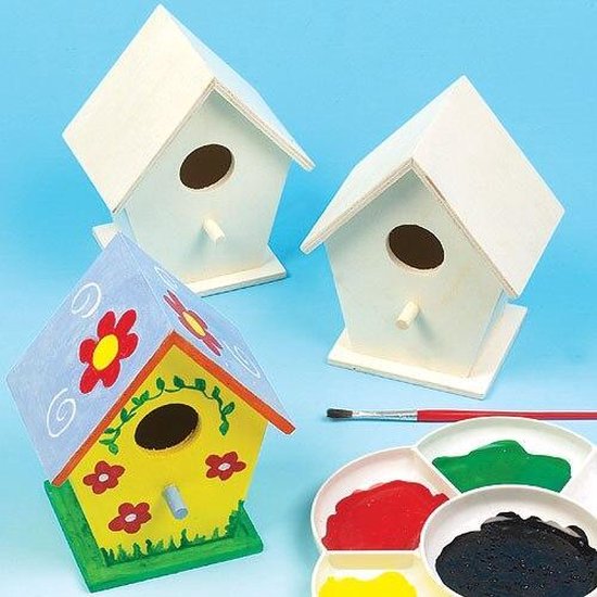 Kleine houten vogelhuisjes - ontwerp je eigen - creatieve knutselmateriaal  voor... | bol.com