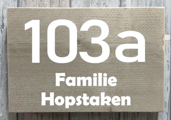 Naambordje voordeur steigerhout | houten naambord 30x20 cm