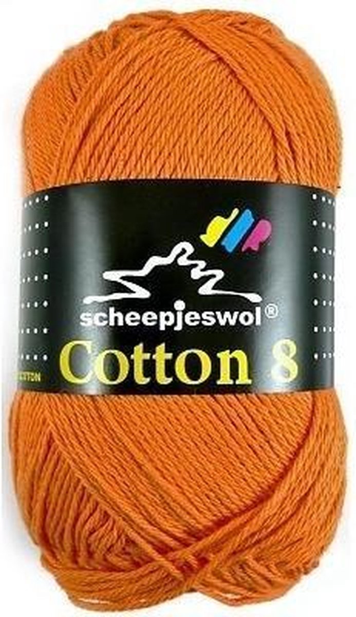 Cotton 8 Scheepjes 639 Zacht Oranje. PAK MET 11 BOLLEN a 50 GRAM