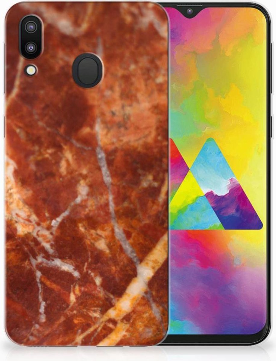 Back Cover voor Samsung Galaxy M20 (Power) TPU Siliconen Hoesje Marmer Bruin