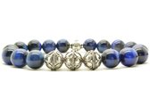 Beaddhism - Armband - Blue Cat Eye - Yasa 3 - Sterling Zilver 10 mm - 18 cm