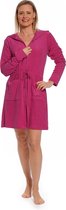 Rits badjas dames kort – met capuchon – lichtgewicht – dun – sauna - roze - maat XL