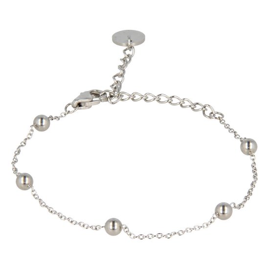 *My Bendel zilveren bolletjes armband - Zilveren schakelarmband met zilveren bolletjes - Met luxe cadeauverpakking