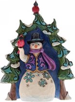 Jim Shore beeldje - Heartwood Creek collectie - Snowman and Tree Mini Figurine (Set met 2 onderdelen)