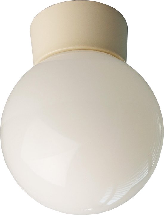 bol.com | Rechte lampvoet met kunststof bol opaal wit, grote fitting E27  max 60W