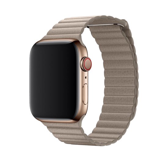 Apple Leren bandje - Apple Watch Series 4 (44mm) - Steengrijs - Medium |  bol.com