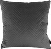 Dark Grey Velvet Chevron Kussenhoes | Fluweel / Velours | Grijs | 45 x 45 cm