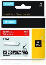 DYMO Rhino industriële Vinyl Labels | 19 mm x 5,5 m | witte afdruk op rood | zelfklevende labels voor Rhino & LabelManager labelprinters