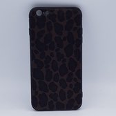 iPhone 6 Plus – hoes, cover – panter look – pluizig – donker bruin
