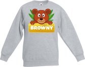 Browny de beer sweater grijs voor kinderen - unisex - beren trui 3-4 jaar (98/104)