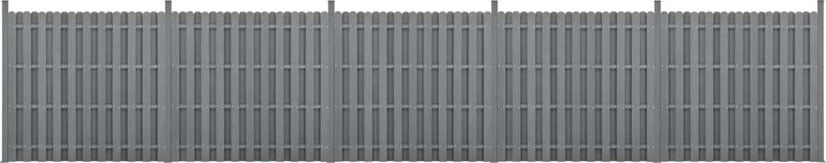 WPC Schuttingpaneel 11 planken met palen 185x932 cm grijs