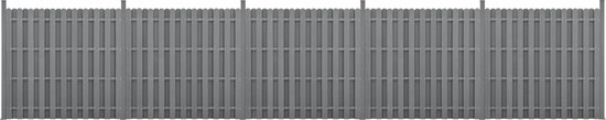 WPC Schuttingpaneel 11 planken met palen 185x932 cm grijs