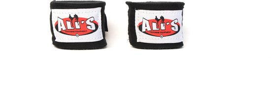 Ali's bandage bandages boksen boxing 1 paar zwarte kleur 460 cm lange - Ali's