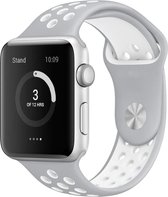 Fako® Siliconen bandje - bandje geschikt voor Apple Watch Series 1/2/3/4 (42&44mm) - Grijs/Wit