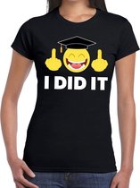 Geslaagd I DID IT t-shirt zwart dames - Geslaagd/ afgestudeerd cadeau XL