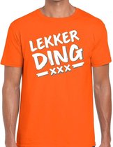 Oranje fun tekst t-shirt - Lekker Ding - oranje kleding voor heren S