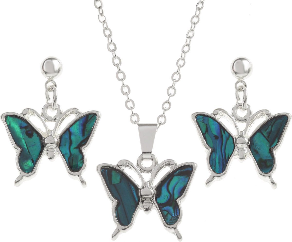 Tide Jewellery Paua Shell - Vlinder Collectie - Vlinder Set Blauw