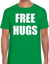 Free hugs tekst t-shirt groen heren S