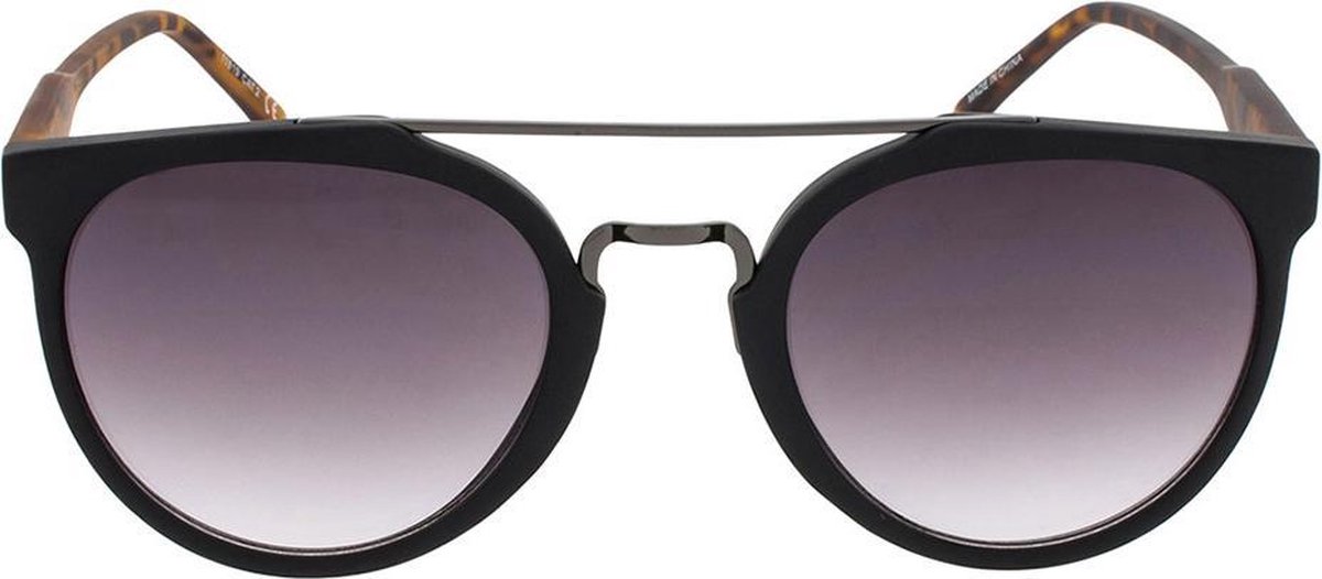 Icon Eyewear Zonnebril SOO-HIE - Mat zwart & Tortoise montuur - Grijze glazen