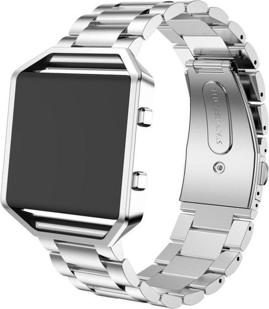 Metalen armband voor Fitbit Blaze met frame zilver