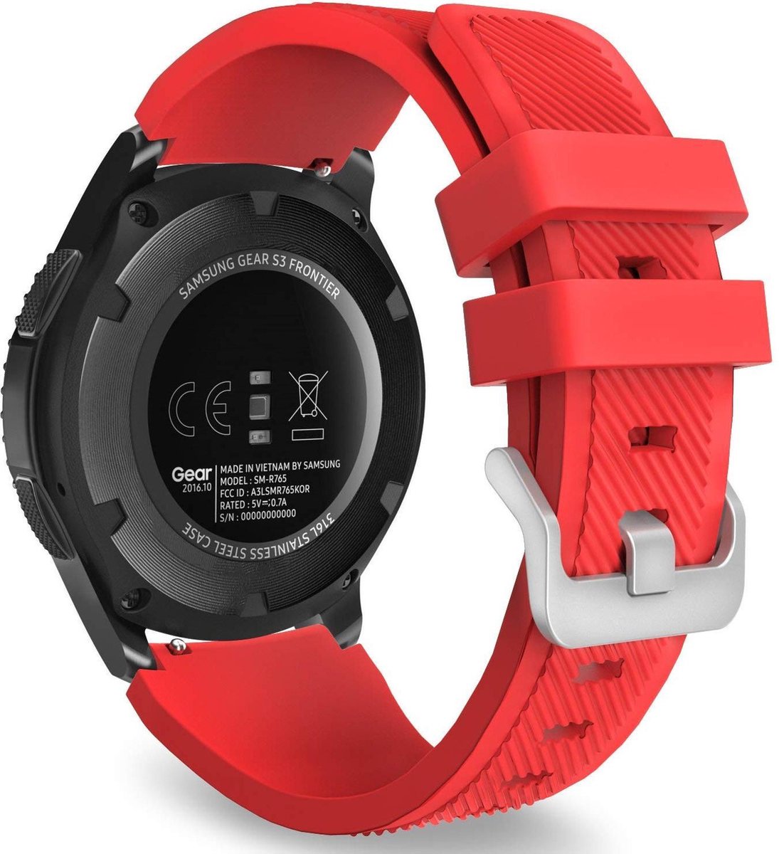 YONO Smartwatch Bandje - 22mm - geschikt voor Samsung Galaxy Watch - Garmin - Huawei - Polar - Classic - Rood