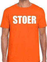 Stoer tekst t-shirt oranje heren S