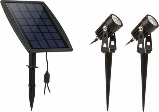 hoe te gebruiken Verrijken commentaar LED Tuinverlichting Zonne-Energie met Schemerschakelaar - Set van 2 -  Aluminium Zwart... | bol.com