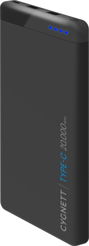 Power Bank Cygnett ChargeUp Pro 20k – 20000mAh Batteria Esterna Nera, Ricarica Veloce