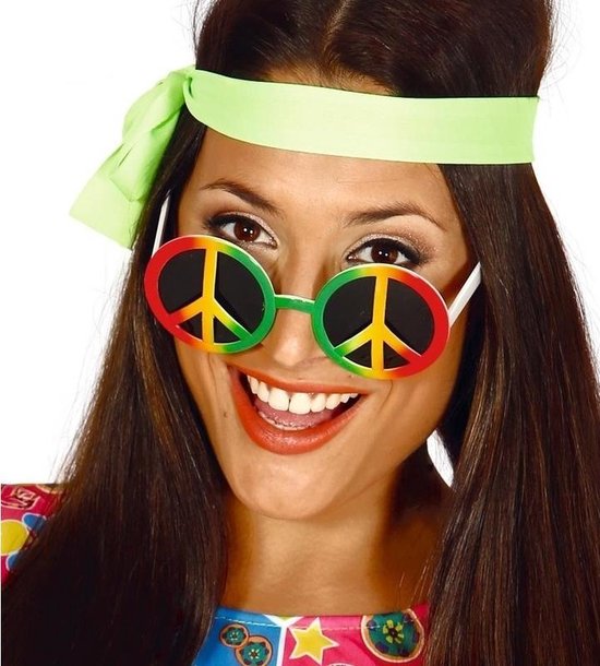 Hippie/flower power peace verkleed bril - Jaren 60 verkleed accessoires |  bol.com