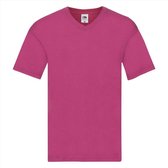 Basic V-hals t-shirt katoen roze voor heren - Herenkleding t-shirt roze 2XL (EU 56)