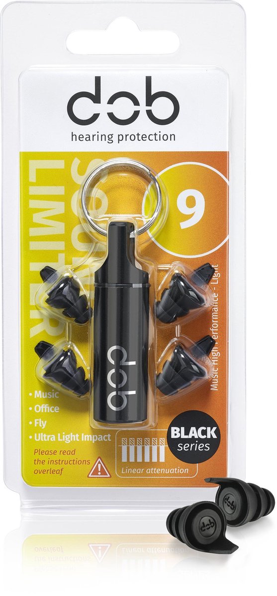 Goedkoopste dOb Reusable Black series 9dB | Gehoorbescherming oordoppen | Rust | Geschikt voor kantoor| Thuis werken | Concentratie | Premium Muziekfilter | 1 paar