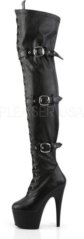 | Adore 3028 plateau overknee laars met gespen en pleaser overknee laarzen met hak | overknee schoenen