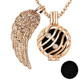 Quiges Engelenroeper 18mm Bolhouder met Ketting 90cm en Bolletje - Dames - Roségoudkleurig Golven - EBS18079