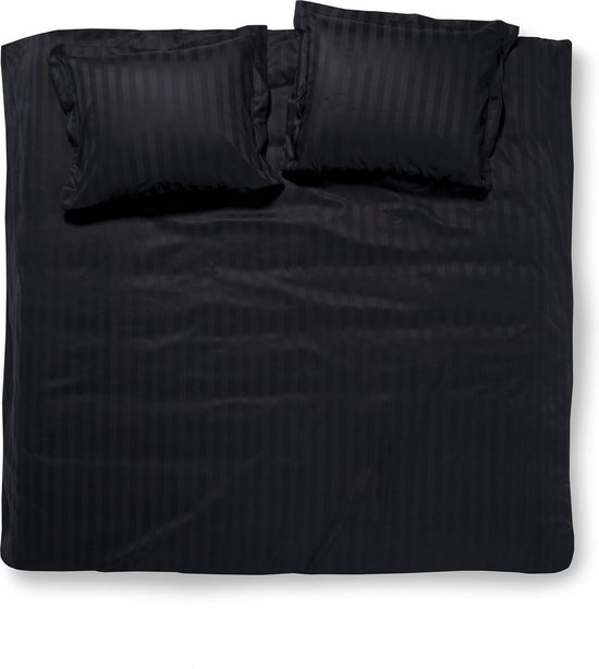 Damai Linea - Dekbedovertrek - 200x200/220 cm - Tweepersoons - Zwart + 2 kussenslopen 60x70