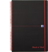 OXFORD Bloc spiralé noir et rouge avec couvercle en plastique et fermeture élastique A4 -140 pages - 90g ligné