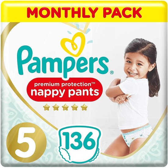 Pampers Premium Protection Pants - Maat 5 (12-17 kg) - Maandbox 136 stuks -  Luierbroekjes | bol.com