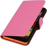Microsoft Lumia 640 XL Effen Booktype Wallet Hoesje Roze - Cover Case Hoes