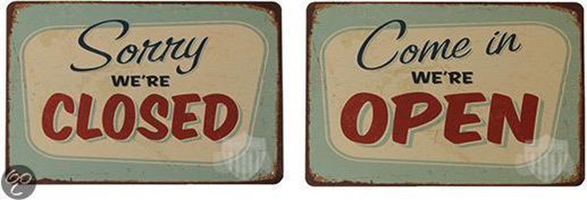 2 STUKS 1 OPEN en 1 CLOSED , WINKEL GESLOTEN TEKSTBORD RECLAMEBORD ...