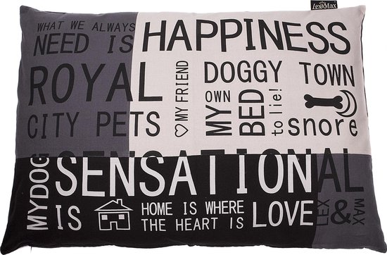 Lex & Max Happiness - Losse hoes voor hondenkussen - Rechthoek - Antraciet - 100x70cm
