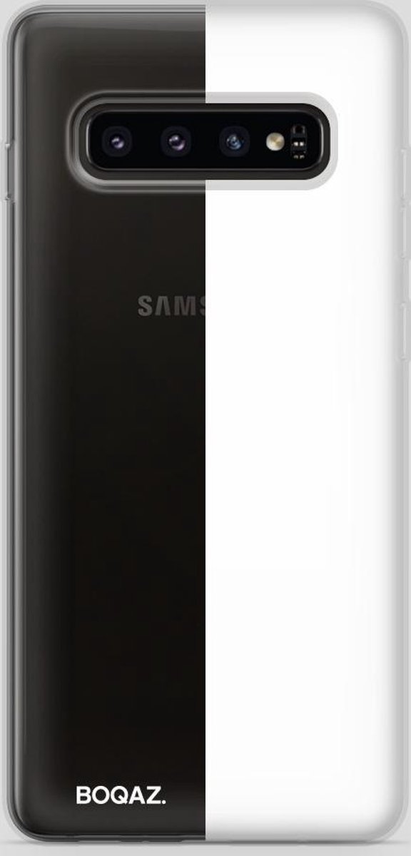 BOQAZ. Samsung Galaxy S10 hoesje - Plus hoesje - hoesje half wit